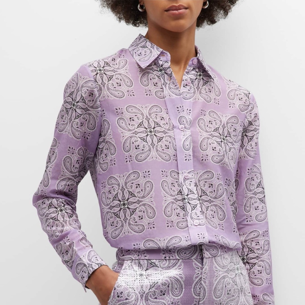 Le Superbe "Future Ex BF" bandana-printed button-front shirt